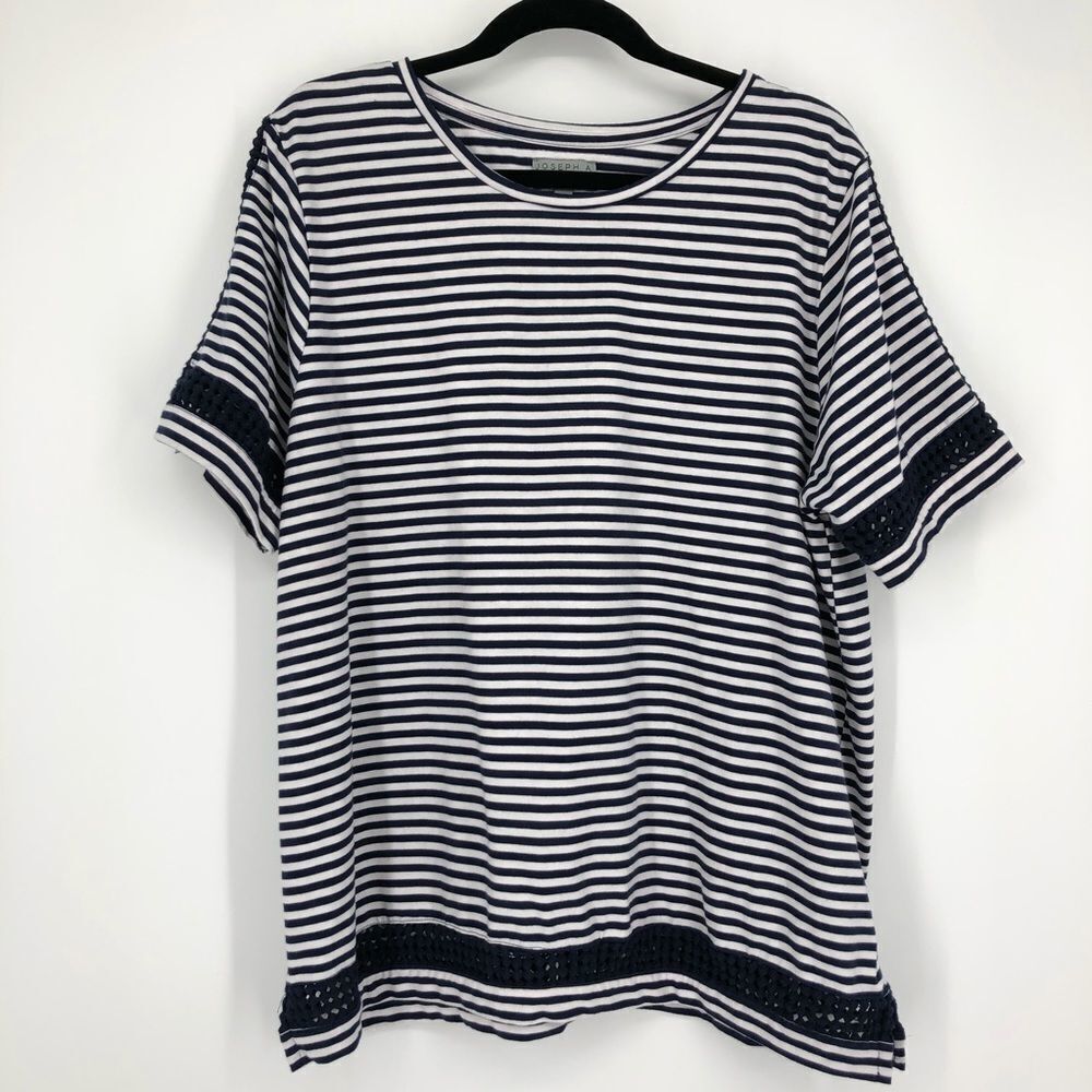 ‎JOSEPH A. Striped Crochet Inset Top